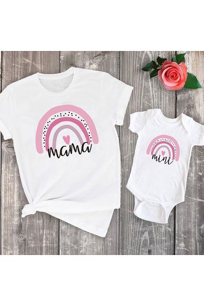 Pink Sky T-shirt for Mother and Daughter - Single Product, 2 Basket for Combining