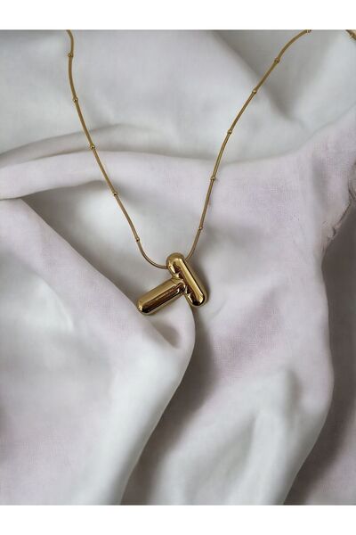 Brillo Çelik Balon (T) Harfli Kolye Paslanmaz