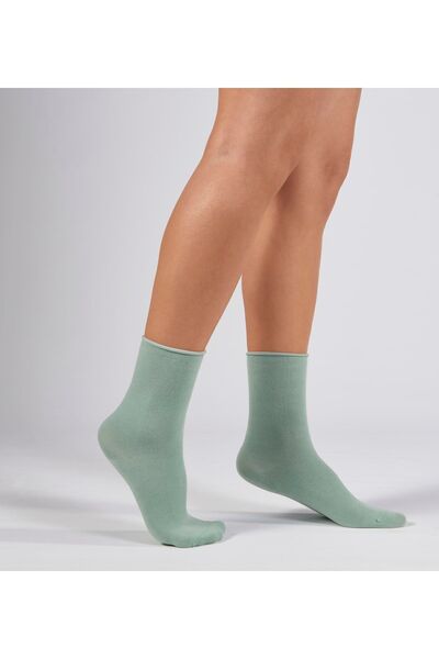 Forwena Безшевни дамски чорапи до глезена от модал без ластик в цвят лайм