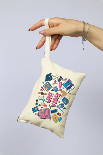 kesesepeti Uni Vibes Baskılı Kanvas Clutch | Samplı & Fermuarlı | %100 pamuk ...