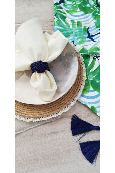 CWolf Navy Blue Cord 6-Piece Napkin Ring Ring