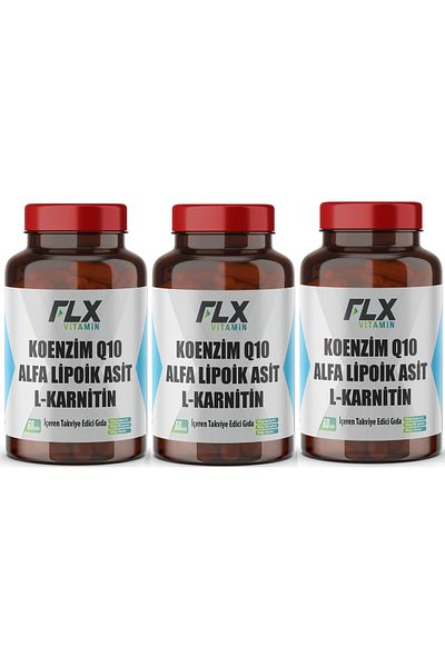 FLX Coenzyme Q-10 Alpha Lipoic Acid L-Carnitine - 100 Mg 60 Tablets X 3 Boxes