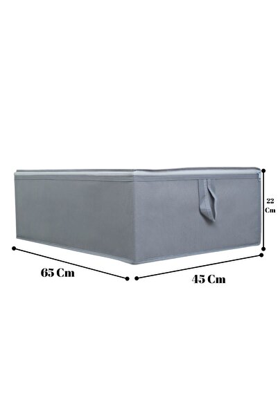 YELLOW STARY HOME DECOR 4'Lü Set Antrasit Çekyat & Baza Tipi Yastık Yorgan Saklama Hurcu-Baza Altı Düzenleyici 65x45x22 cm