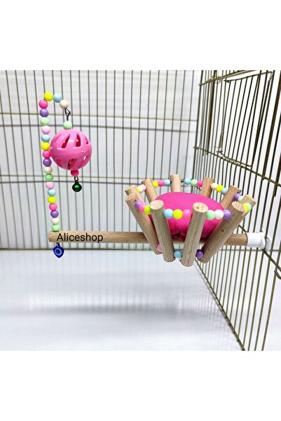 aliceshop Practical Basket Bed with Bells and Bulk Perches