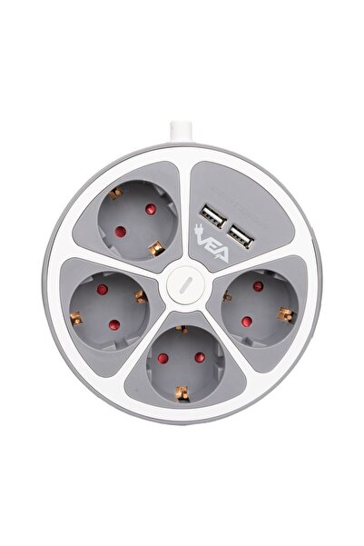 harry 4'LU 1.5 METRE KABLOLU 2 USB'Lİ AKIM VE ÇOCUK KORUMALI DÖRTLÜ PRİZ  ACM...