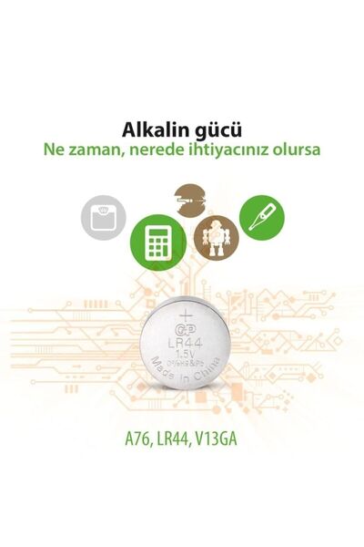 GP ALKALİN DÜĞME PİL 10'lu KART AG13 A76 - LR44 1.5V