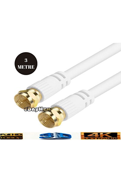 harry 3 Metre Full Hd 3d 4k Anten Tv Çanak Uydu Lnb Kablosu (f Konnektör Takı...