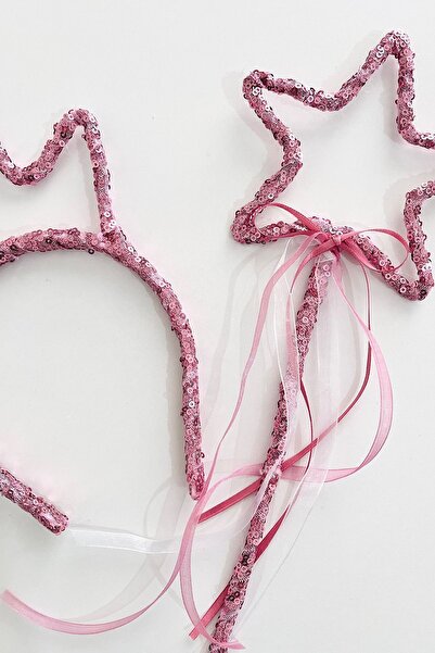 COOLMINIES Sequin Girl's Crown and Star Wand Wand - Pink