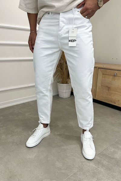 MADZEYMODA Boyfriend Mold férfi fehér farmer farmernadrág