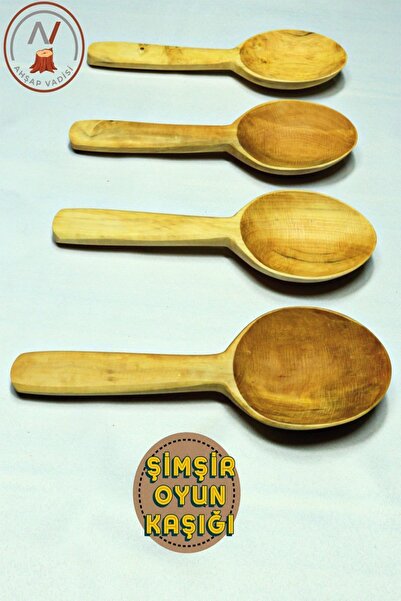 Ahşap Vadisi El Yapımı Şimşir Ağacı Oyun Kaşığı 4 Adet (18 CM)
