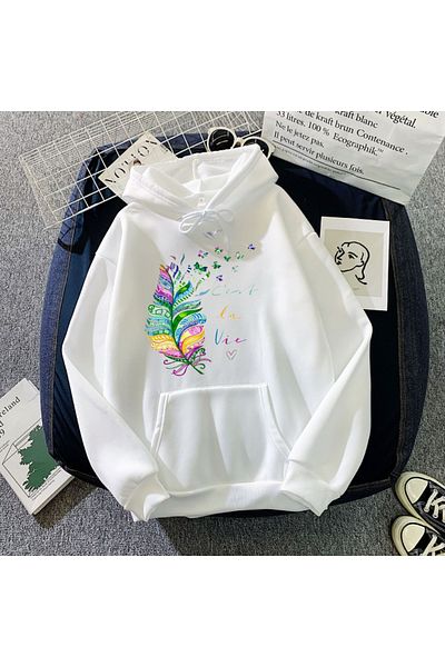 EFFRENATU hila fashion Φούτερ με κουκούλα με στάμπα σε φωτεινά χρώματα