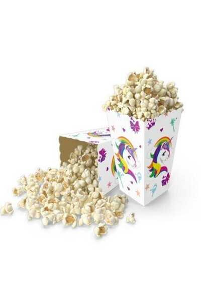 PARTİ AŞKI Unicorn Mısır Kutusu - 8 Adet Karton Popcorn & Cips Kutusu 8*11,5 Cm