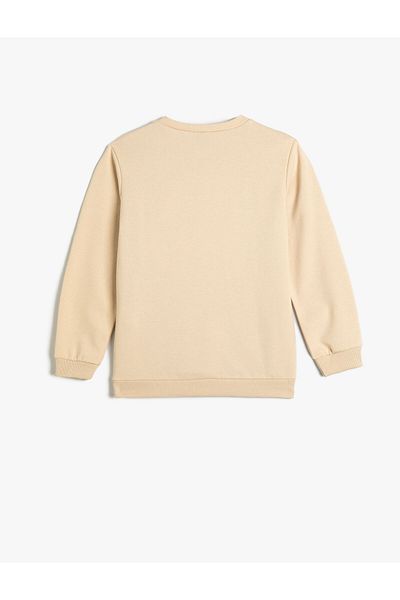 Koton Sweatshirt Long Sleeve Crew Neck Tiger Embossed Printed Raised
