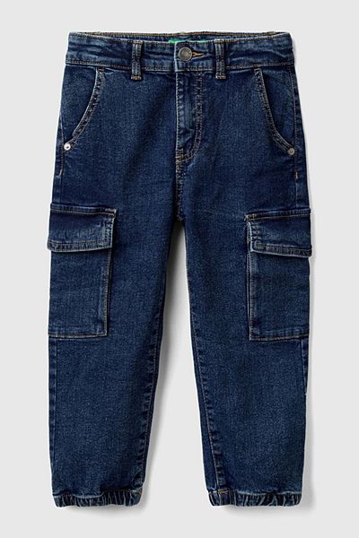 Benetton Blue Boy Cargo Denim Trousers