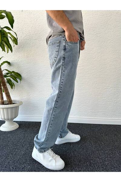 tetramoda Mavi Kar Yıkama Baggy Kot Pantolon