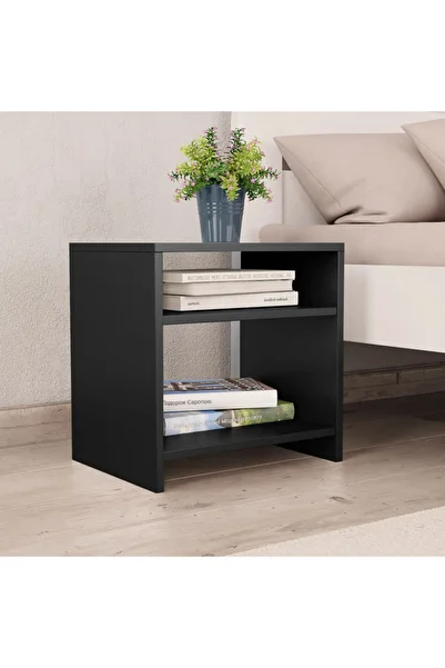 Modern home Modern Black Side  & Night Table with Shelves - Sleek and Functional Storage Solution