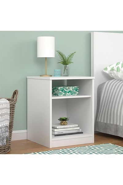 Modern home Modern White Side & Night Table with Shelves - Sleek and Functional Storage Solution
