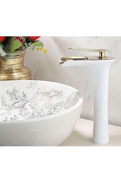 yediyapı White-gold Waterfall Bowl Sink Faucet