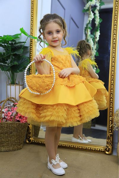 MİSS RAİN Stone DeTailed Fluffy Girl's Evening Dress