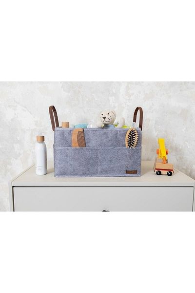 ALAS Leather Handle Felt 3 Compartment Bag Gray Organizer Organizer
