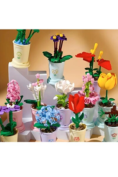 UrbanCove Co 1 Piece African Violet - 53 Pieces Potted Plants and Flowers Building Toys and Home Decoration