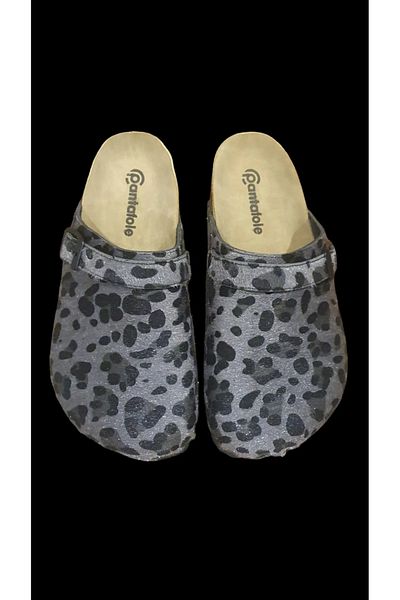 COMFORT OF PANTOFOLE Λεοπάρ μαύρες γκρι παντόφλες