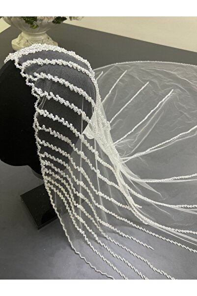 ZEN DUVAK Gelin Duvağı Kırık Beyaz Nakışlı Kasnak Duvak