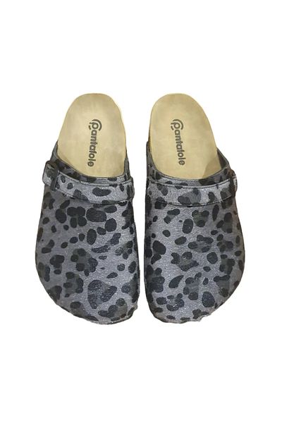 COMFORT OF PANTOFOLE Λεοπάρ μαύρες γκρι παντόφλες