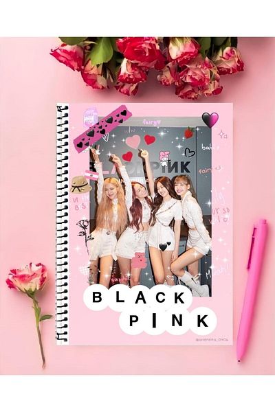 animeandyourworld Blackpink Notebook 1 Piece Special Design A4 Size 21*29 Cm Wired Striped Large Size Notebook