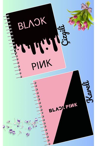 animeandyourworld Blackpink notebook set 2 pcs A4 size 21*30 lined + checked 60 syf