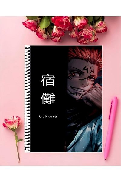 animeandyourworld Sukuna Anime Notebook 1 Piece Special Design A4 Size 21*29 Cm Wired Striped Large Size Notebook