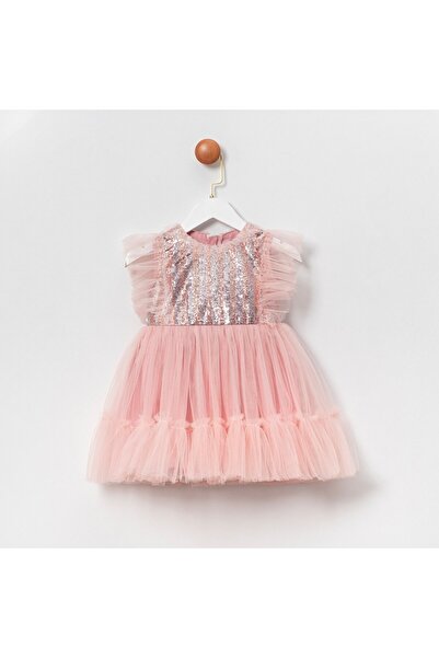 MMG KIDS WEAR PUL PAYET İŞLEMELİ TÜTÜ TÜL ETEKLİ KIZ ELBİSE