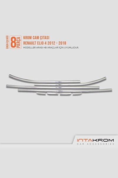 İntachrom Renault Clio 4 Krom Cam Çıtası 8 Parça 2012 -2020 / Hb