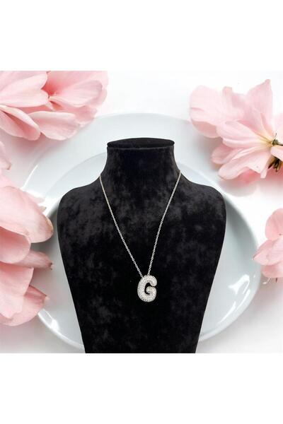 La Passion Bijoux Silver Zirkon Taşlı Harfli Çelik Kolye