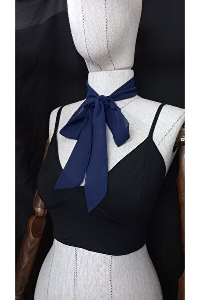 es moda shop Luda Multifunctional Chiffon Kerchief Scarf Neck Tie 150*3 Navy