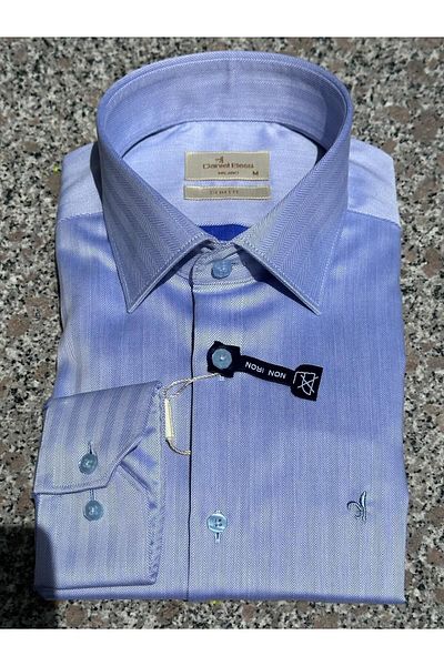 Daniel Bessi Long Sleeve Slim Fit 100% Cotton Twill Non-Iron Iron-Free Wrinkle-Free Classic Men's Shirt