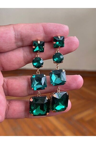 Rupen Kraft Dört Taşlı Abiye Küpe Sallantılı Abiye Küpe Kokoşh Küpe