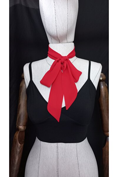 es moda shop Luda Multifunctional Chiffon Kerchief Scarf Neck Tie 150*3 Red