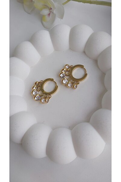 ELVNSTEL Çelik Gold Shakira Küpe