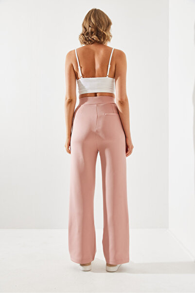 Bianco Lucci High Waist Lycra Women's Palazzo Trousers - Velcro Scuba 60251768