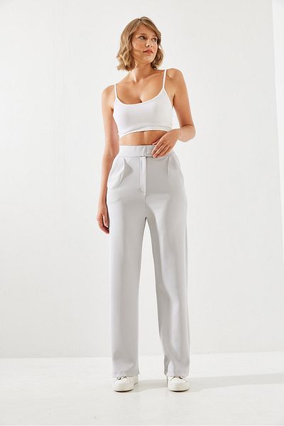 Bianco Lucci Lycra-Palazzo-Hose für Damen mit hoher Taille – Scuba mit Klettverschluss 60251768