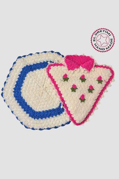 Uretti star 7202 Blue/pink 2-piece Hand Knitted and Bath Loofah set