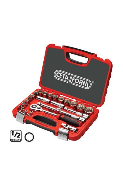 CETA FORM C20-25Pb2 12 Corner 1/2'' Star Socket Set 25 Pieces