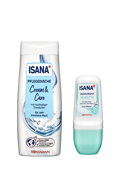 ISANA Vegan Care Gel in Shower Creme & Care 300 ml + Roll On Aloe Vera 50 ml