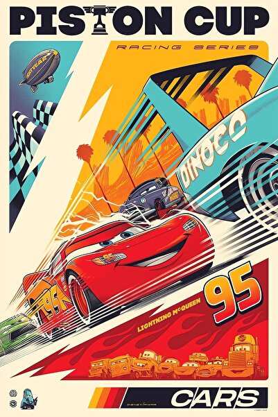 Teona Ahşap Ahşap Pixar Arabalar Piston Kupası  Duvar Poster