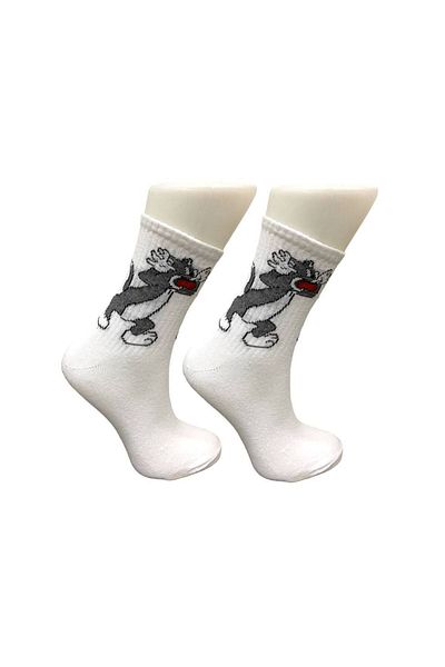 AL Bİ 90LIK TOM JERRY COMIC FILM TOM CHARACTER PATTERNED COLLEGE SOCKS
