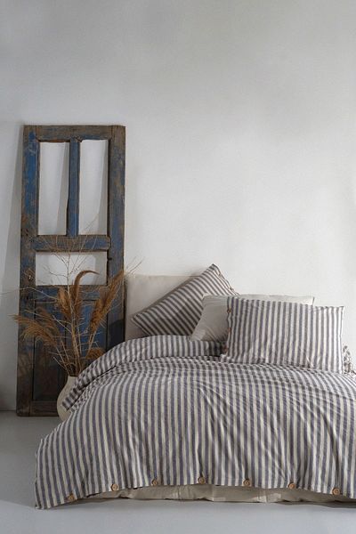 Macas Home Bluesky 100% βαμβακερή κλωστή βαμμένη πλενόμενη μονή παπλωματοθήκη 160*220