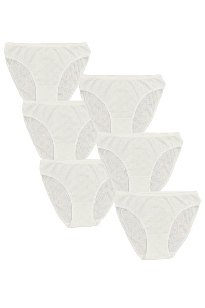 FSM1453 Women's Cotton Transfer Rib Normal Waist Classic Ribbed Slip Panties 6-Piece -3056