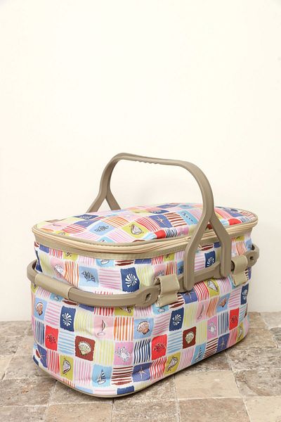 Kale Termos KALE Patterned Thermos Insulated Picnic Basket - Mussel Patterned Picnic Bag