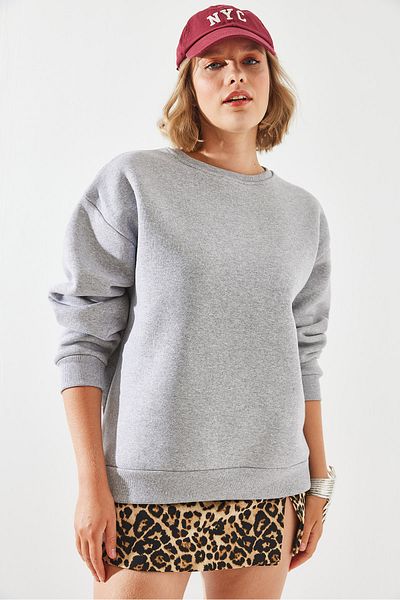 Bianco Lucci Crew Neck Women's Sweatshirt - Hooded Basic Model 60251640